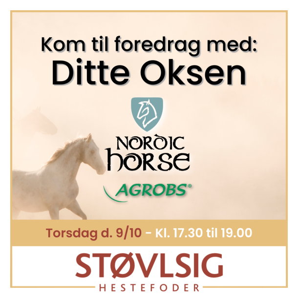 Billet til foredrag med Ditte fra Nordic Horse/AGROBS d. 9/10 2025
